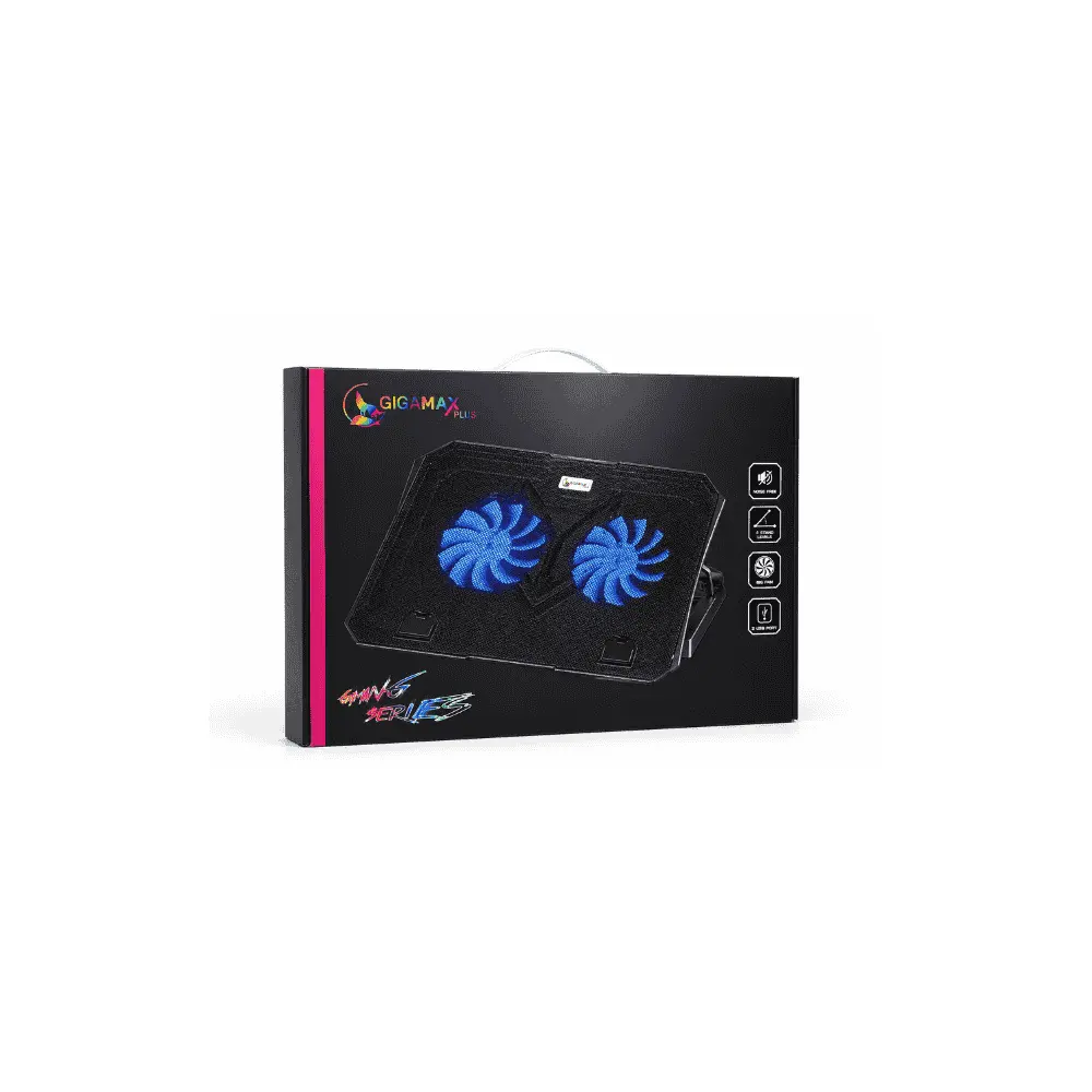 Gigamax GM-88 Laptop Cooling Pad, 2 Fans, Up to 15.6 Inch, Black.webp