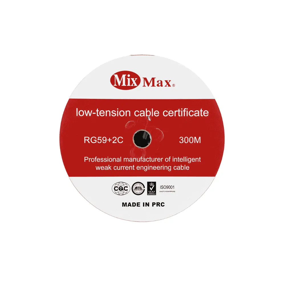 كابل كاميرات RG59 داتا + باور 300 متر 128 شعرة أبيض - Mix Max.webp