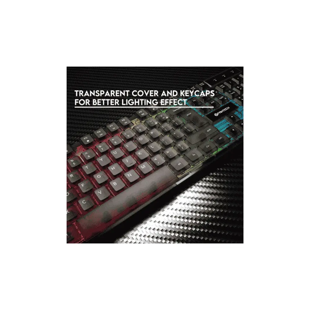 كيبورد جيمنج FANTECH SHIKARI K515 RGB، سلكي، 104 مفتاح، مفاتيح Membrane، أزرار وسائط متعددة، أسود (1).webp