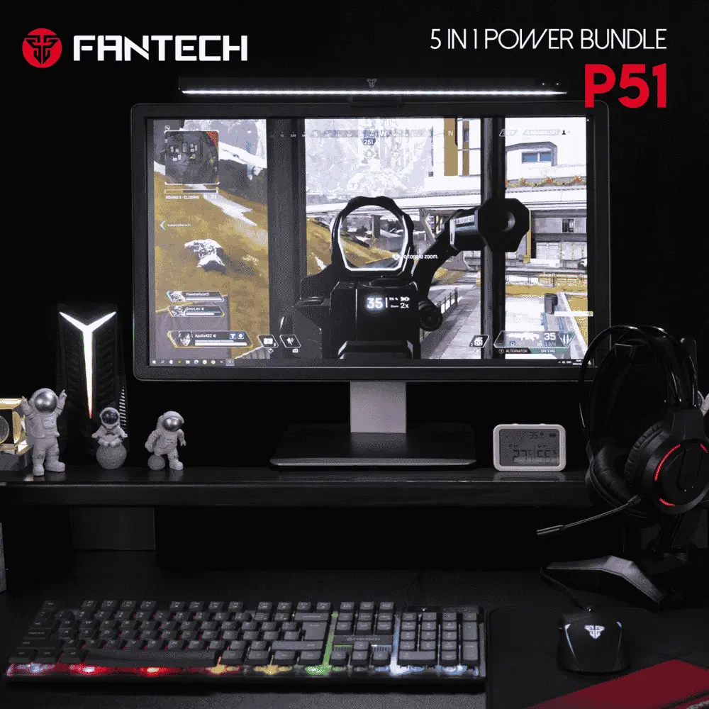 طقم جيمنج FANTECH P51_ 5 في 1، كيبورد جيمنج RGB، ماوس جيمنج، سماعة جيمنج، حامل سماعة، ماوس باد، أسود (3).webp