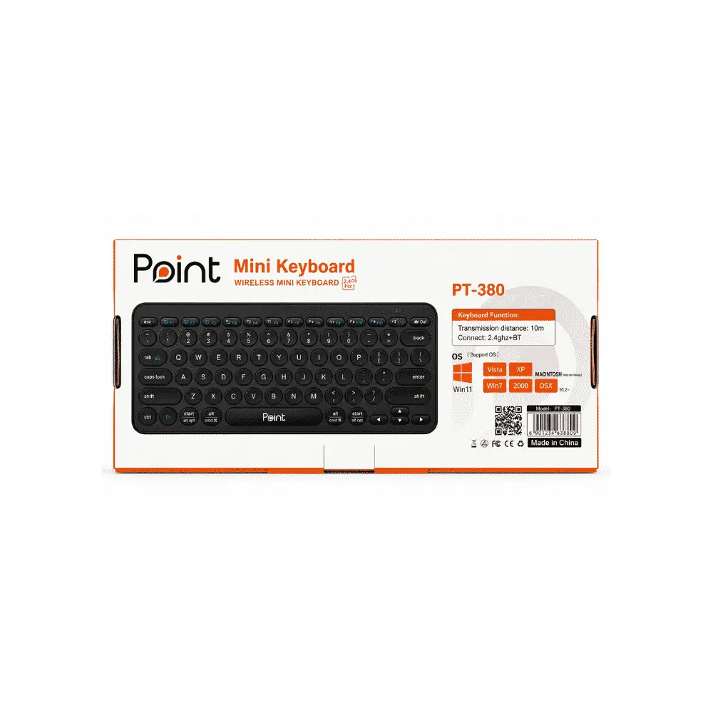 كيبورد لاسلكي صغير Point PT-380 مع لوحة لمس Touchpad بتقنية 2.4GHz لأجهزة Smart TV وأندرويد TV والكمبيوتر (1).webp