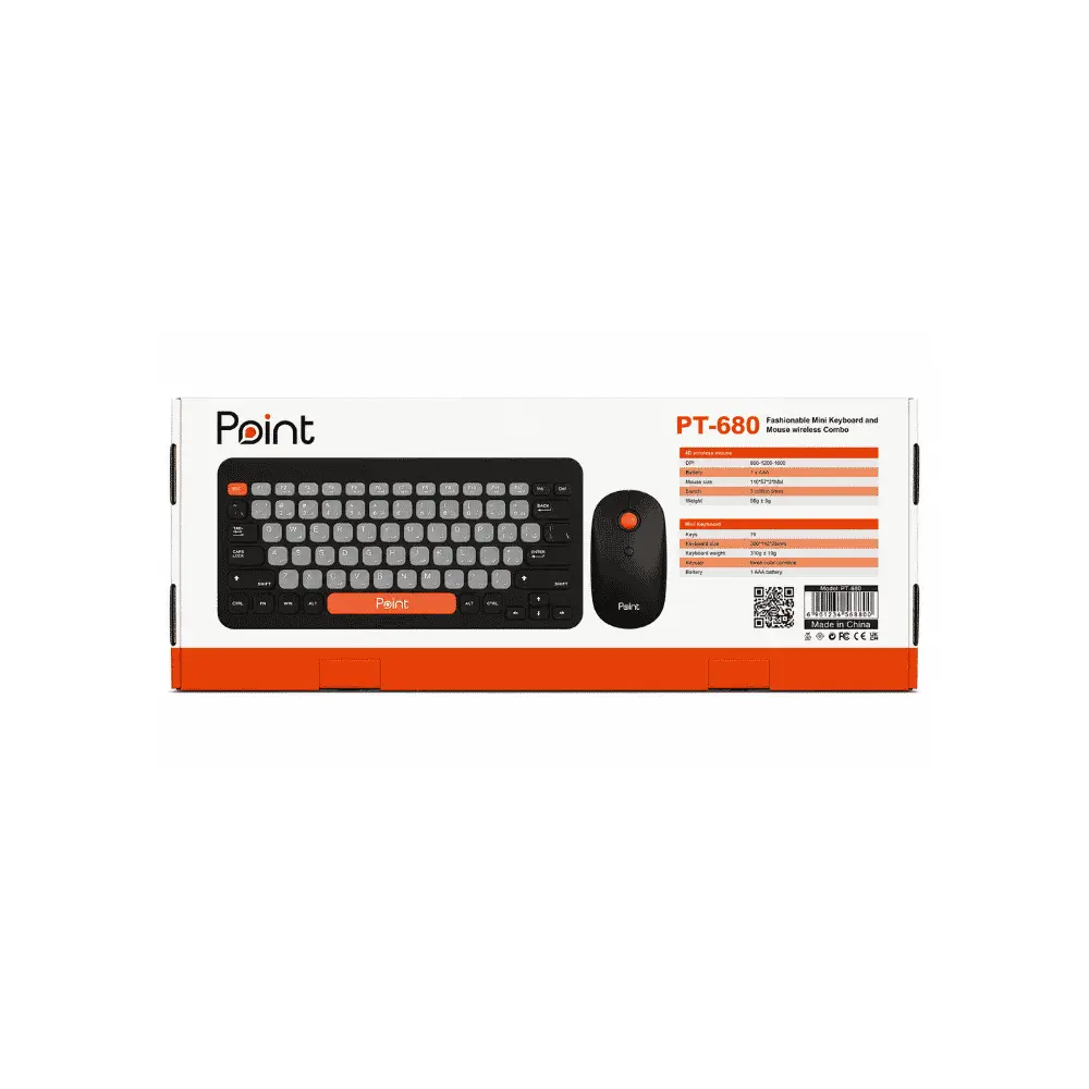 طقم كيبورد وماوس لاسلكي Point PT-680 ثنائي الوضع Bluetooth و2.4GHz مع مستقبل USB للكمبيوتر وا (1).webp