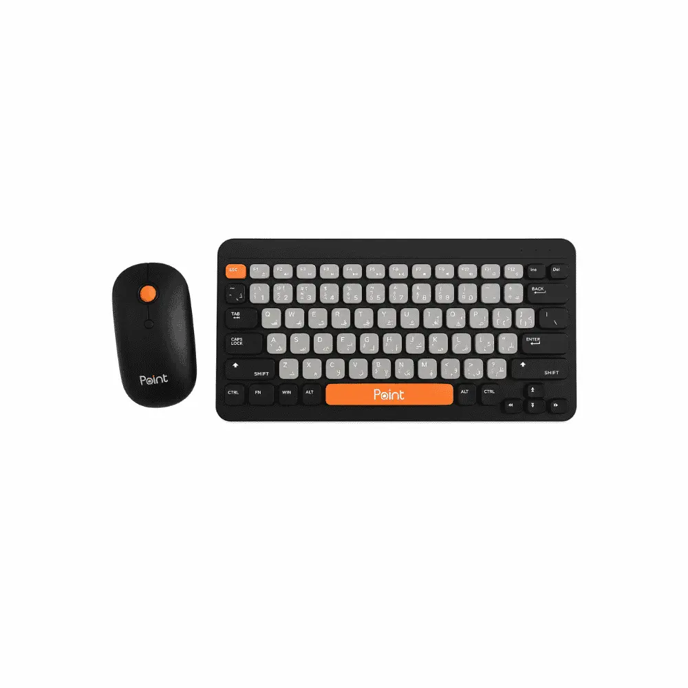 طقم كيبورد وماوس لاسلكي Point PT-680 ثنائي الوضع Bluetooth و2.4GHz مع مستقبل USB للكمبيوتر واللاب.webp
