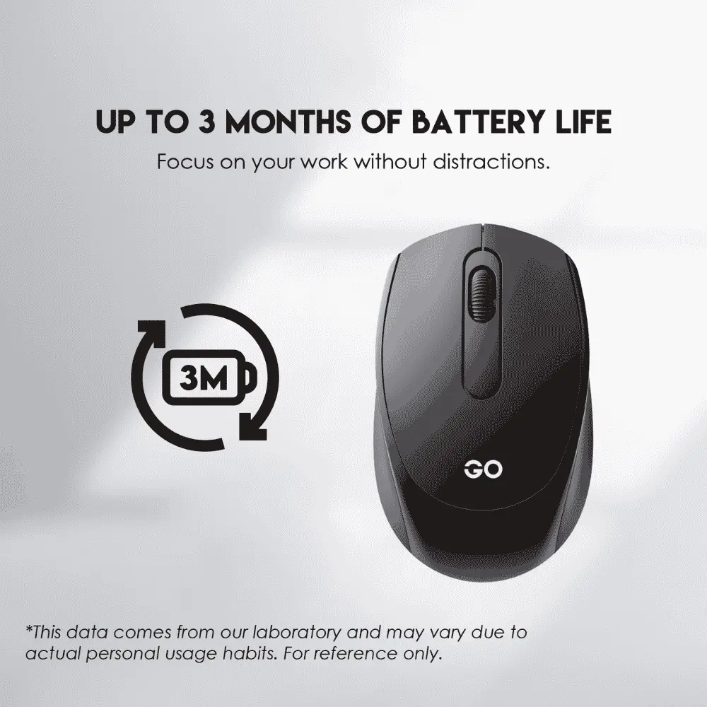 W603 GO Wireless Mouse, 2.4GHz USB Receiver, Optical Mouse, Black (6).webp