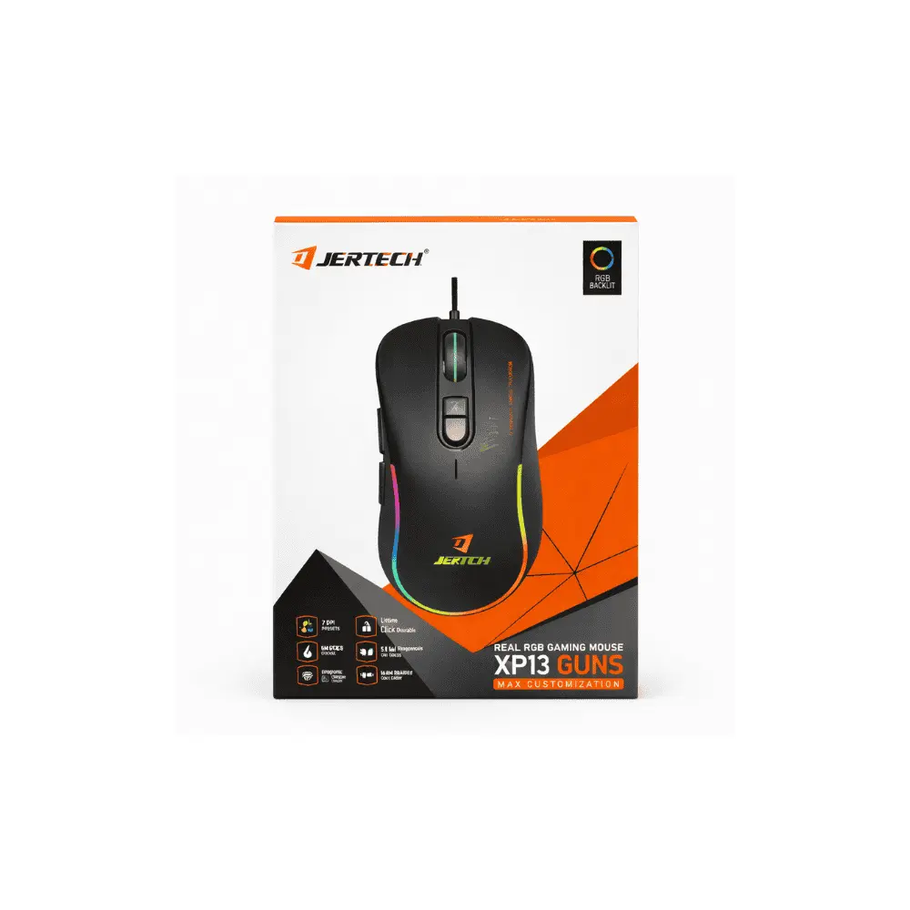 Jertech XP13 Guns Gaming Mouse, Wired, RGB, 3600 DPI