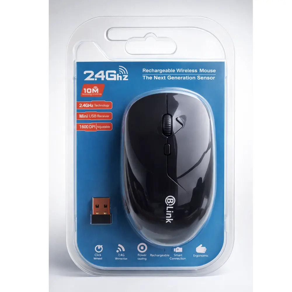 ماوس لاسلكي B-LINK ، قابل للشحن ، 3 أزرار، الوان-B-LINK