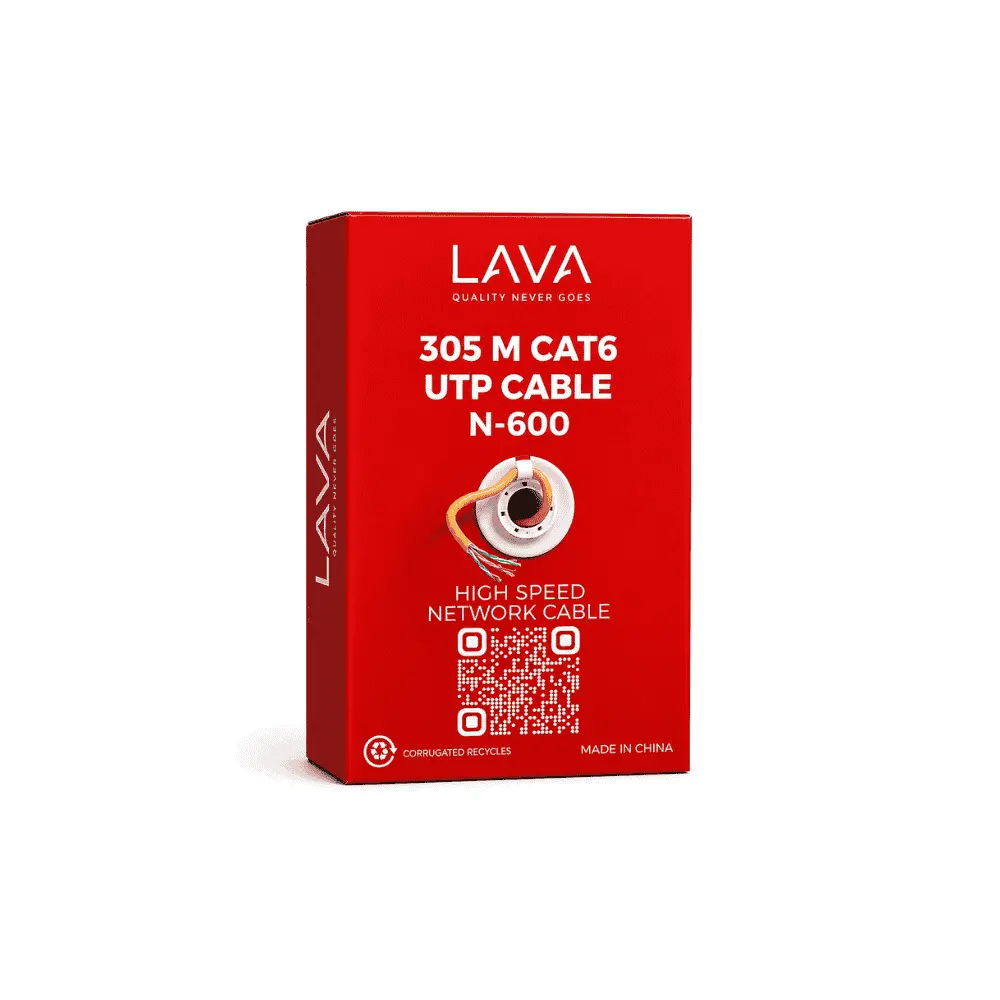 كابل نت LAVA N-600 Cat5 UTP، طول 305 متر، لون برتقالي