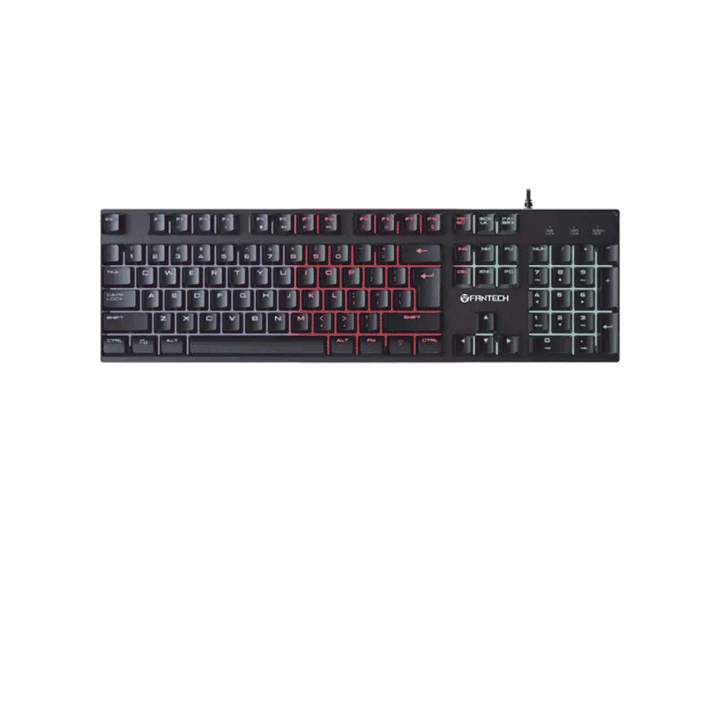 كيبورد جيمنج FANTECH FIGHTER III K614L RGB، سلكي، مفاتيح Membrane، أزرار وسائط متعددة، أسود