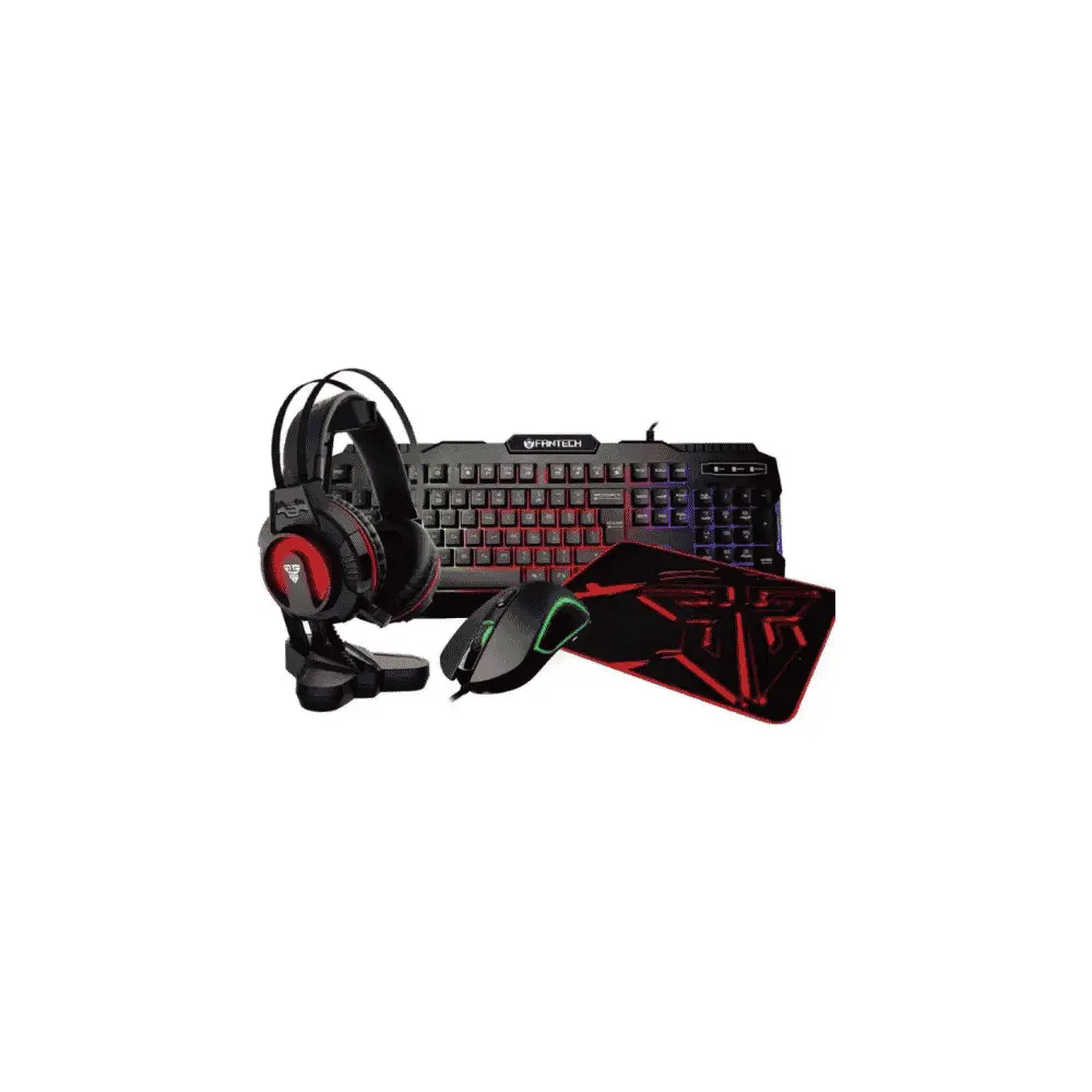 FANTECH P51 5-in-1 Gaming Combo Set, RGB Gaming Keyboard, Gaming Mouse, Gaming Headset, Headset Stand, Mouse Pad, Black
