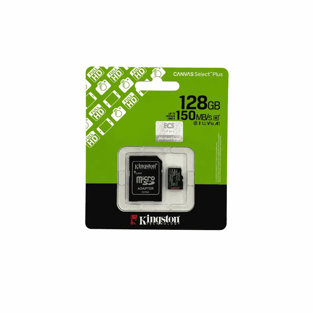 Kingston Canvas Select Plus 128GB microSD Memory Card 150MB/s A1 Class 10 UHS-I with SD Adapter - SDCS3/128GB