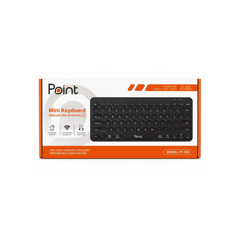 كيبورد لاسلكي صغير Point PT-380 مع لوحة لمس Touchpad بتقنية 2.4GHz لأجهزة Smart TV وأندرويد TV والكمبيوتر