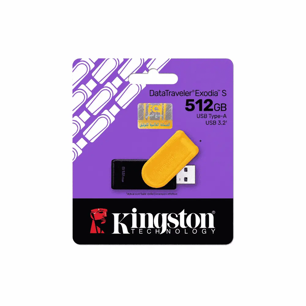 فلاشة Kingston DataTraveler Exodia S DTXS/512GB USB 3.2 Gen 1 بسعة 512 جيجا، أسود
