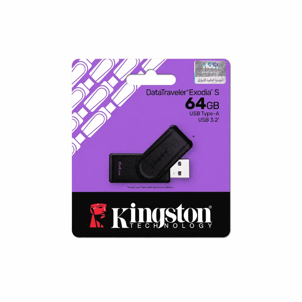 Kingston DataTraveler Exodia S DTXS/64GB USB 3.2 Gen 1 Flash Drive, 64GB, Black