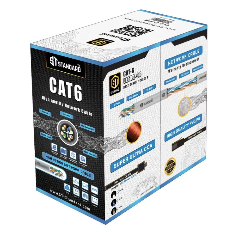 كابل نت وورك اس تي-ستاندرد 305 متر Ultra-06 Cat6 UTP - رصاصي