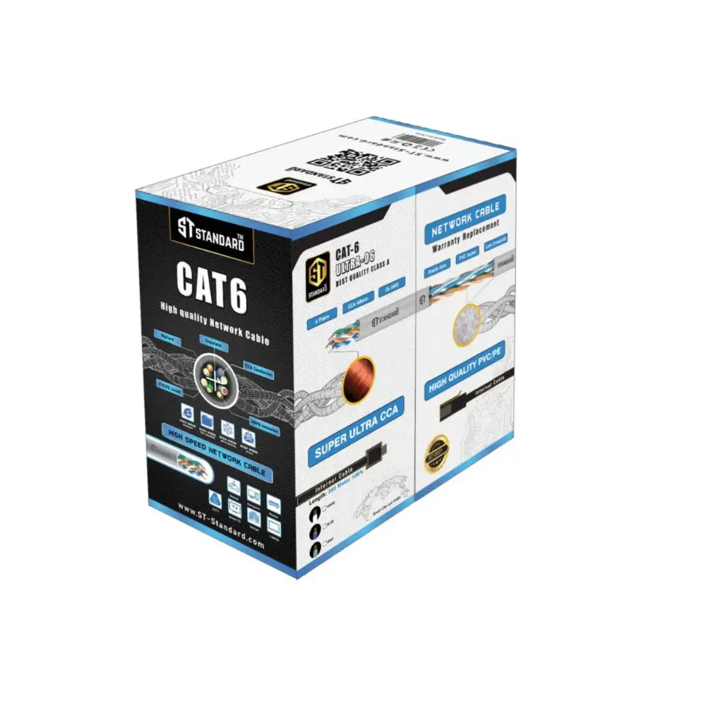 كابل STANDARD Ultra-06 Cat6 UTP، طول 305 متر، لون رصاصي