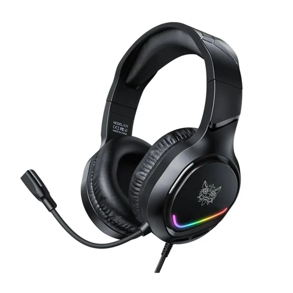 ONIKUMA X31 Gaming Headset, Wired PC Headphones with Microphone, RGB Lighting