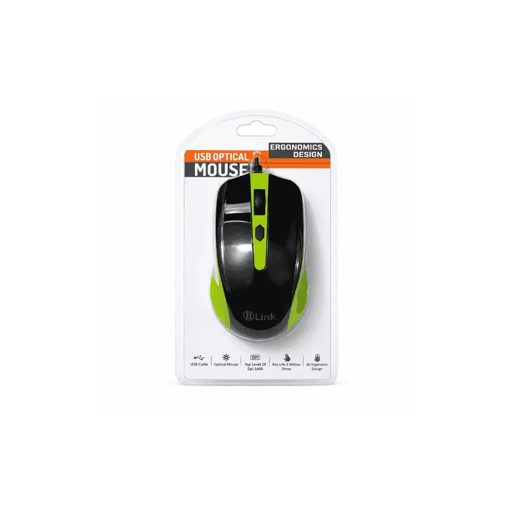 ماوس B-LINK B-L 211 سلكي USB، دقة 1000 DPI، متعدد الألوان
