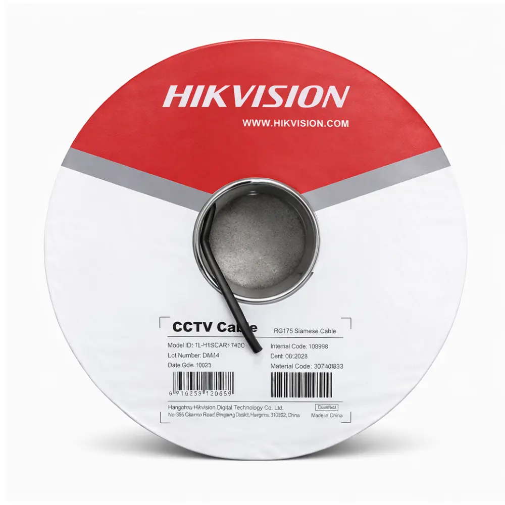سلك كاميرا هيكفيجن RG174 باور + داتا – طول 100 متر